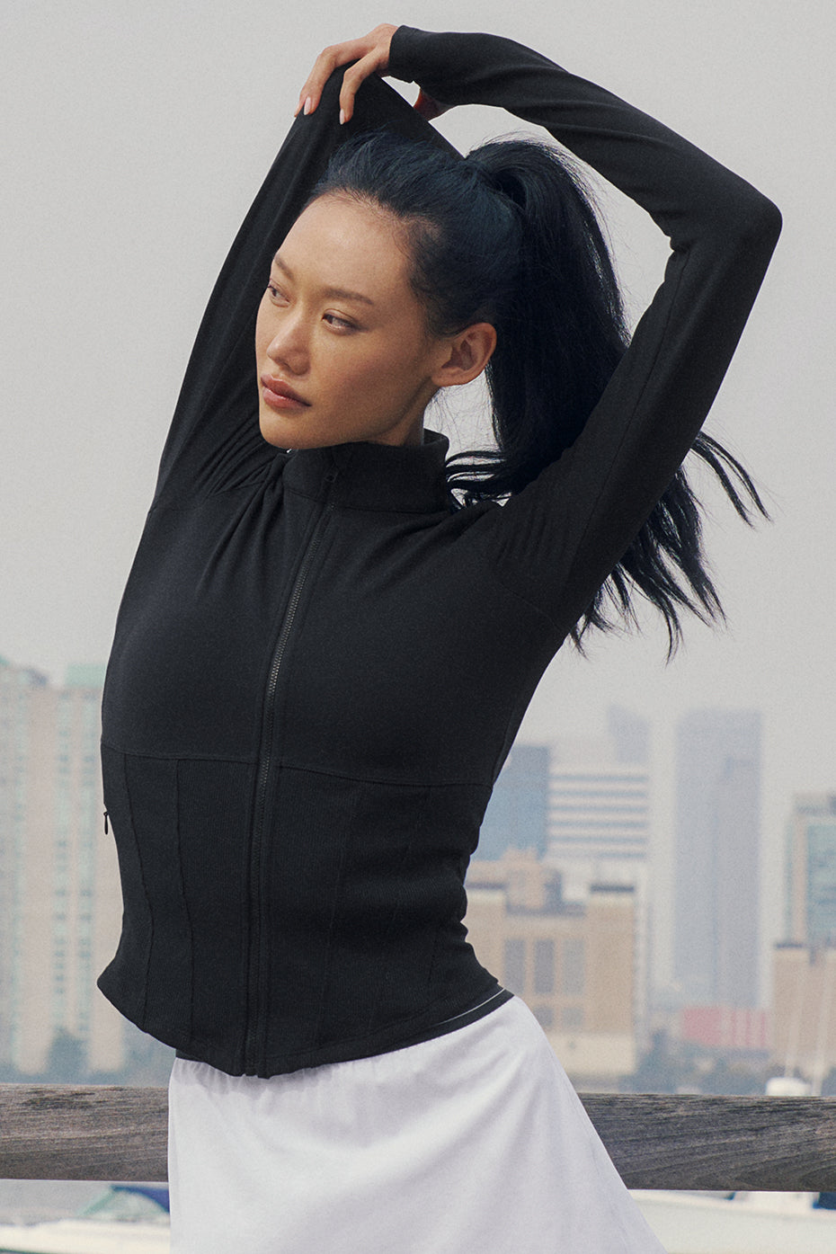 Alo Yoga Airbrush Corset Full Zip Jacket - Black - imagen 1