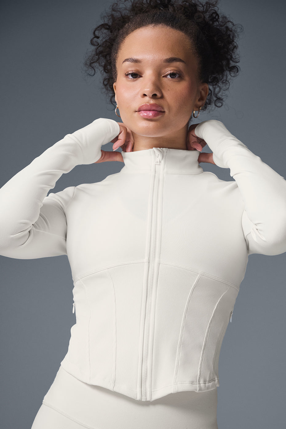 Alo Yoga Airbrush Corset Full Zip Jacket - Ivory - imagen 2