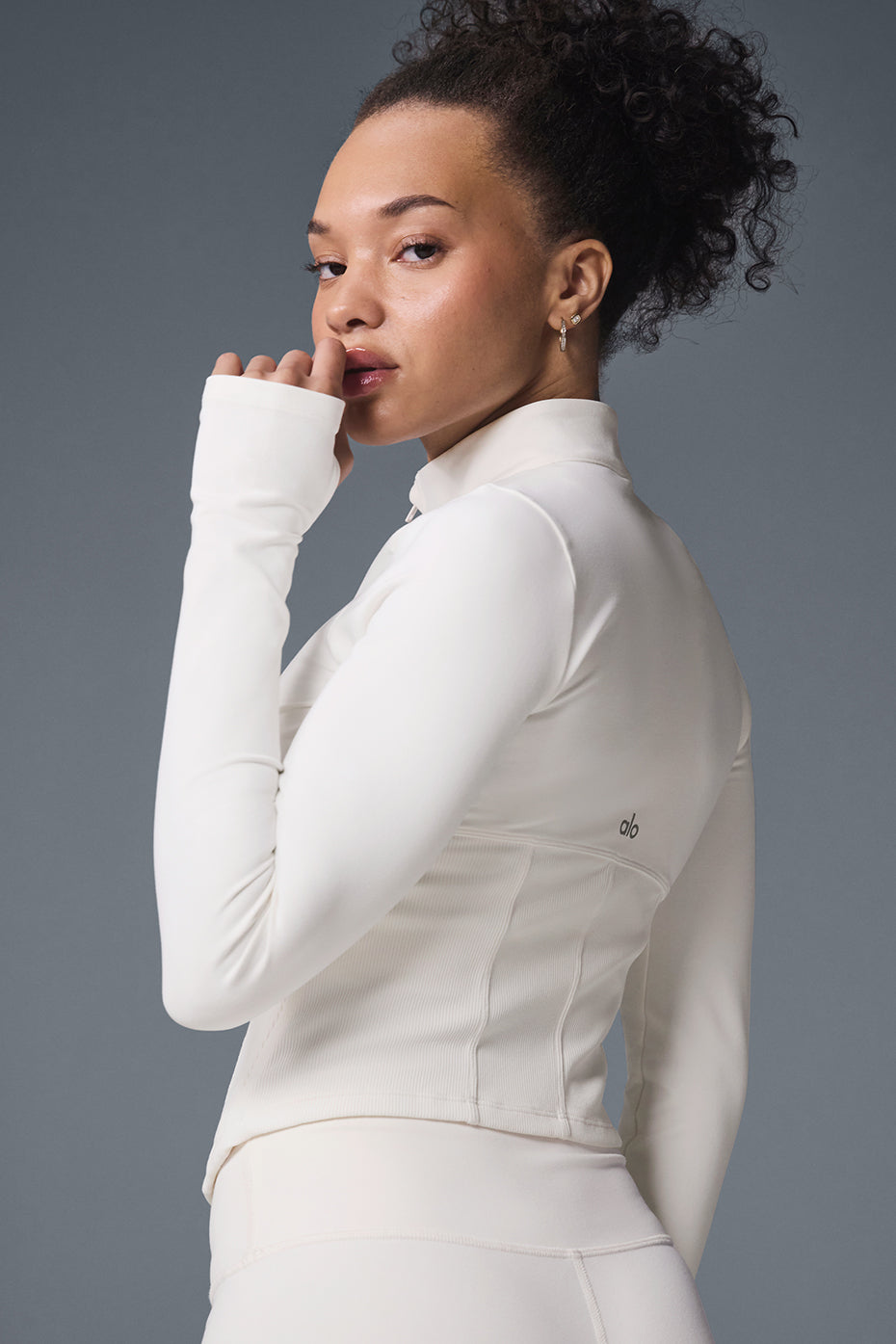 Alo Yoga Airbrush Corset Full Zip Jacket - Ivory - imagen 5