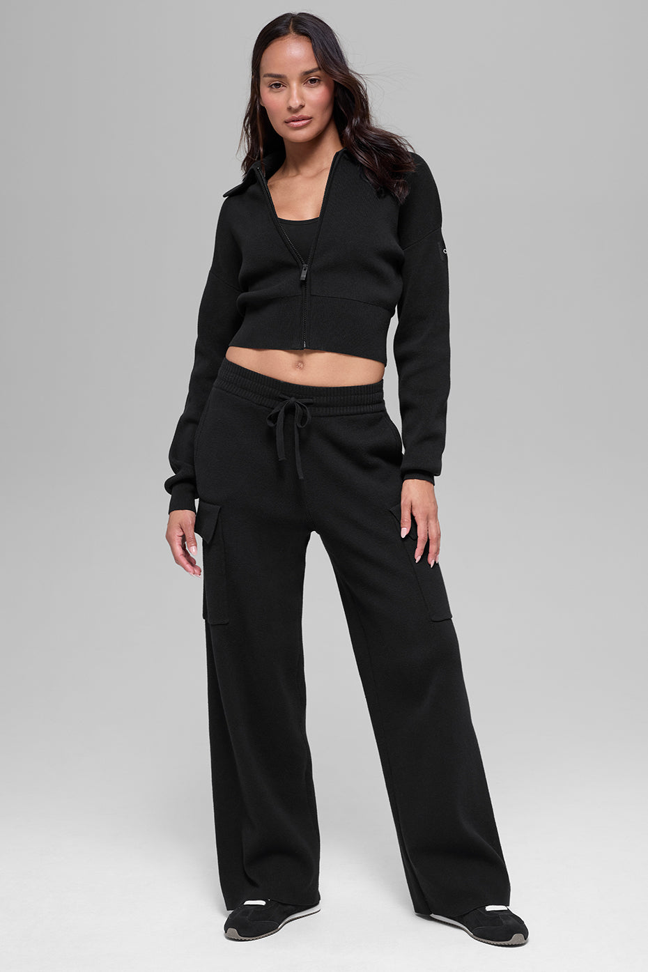 Alo Yoga Scholar Knit Cropped Full Zip Jacket - Black - imagen 5