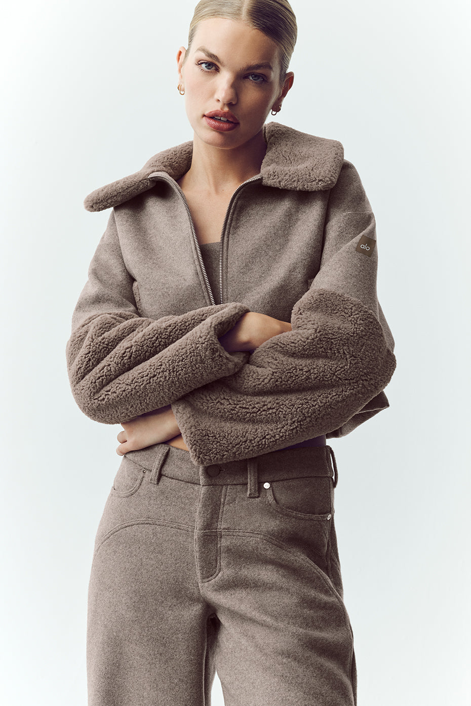 Alo Yoga Wool Blend Nightfall Bomber - Alpine Cocoa Heather - imagen 1