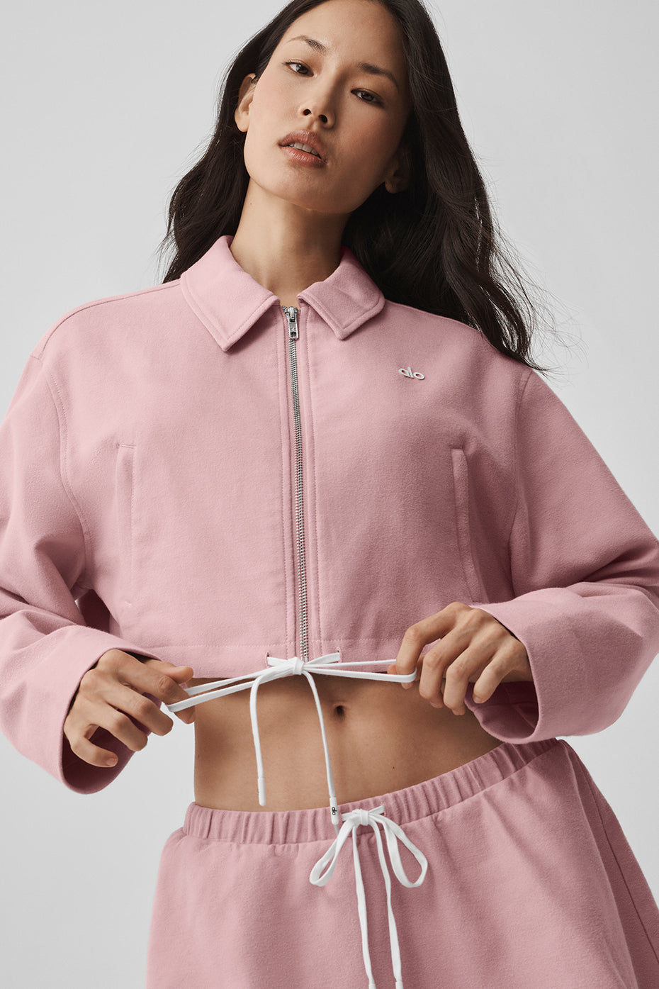 Alo Yoga Cropped Fan Favorite Full Zip Jacket - Vintage Pink - imagen 2