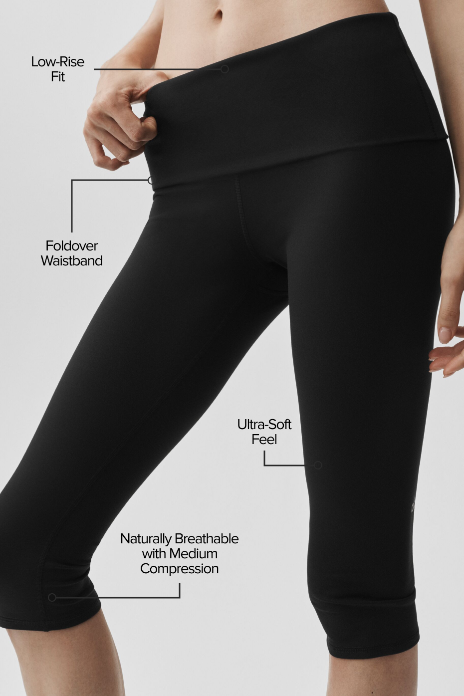Alo Yoga ALO Softsculpt Low-Rise Foldover Capri - Black - imagen 2