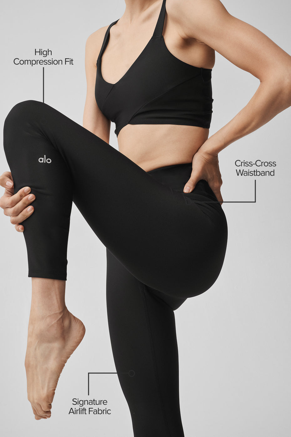 Alo Yoga Airlift High-Waist 7/8 Horizon Legging - Black - imagen 2