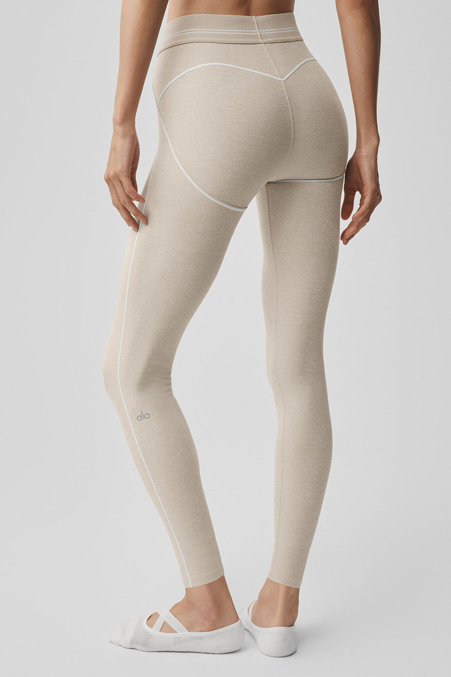 Alo Yoga 7/8 High-Waist Alosoft Heart Throb Legging - Oatmeal Heather/White - imagen 2