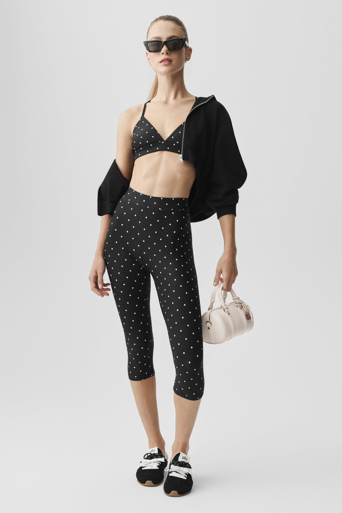 Alo Yoga Airlift Polka Dot High-Waist Iconic 90's Capri - Black/White - imagen 1