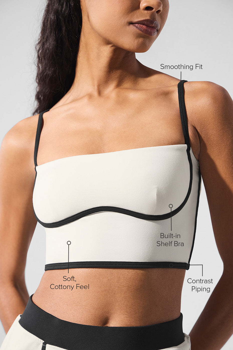 Alo Yoga Airbrush Streamlined Bra Tank - Ivory/Black - imagen 2