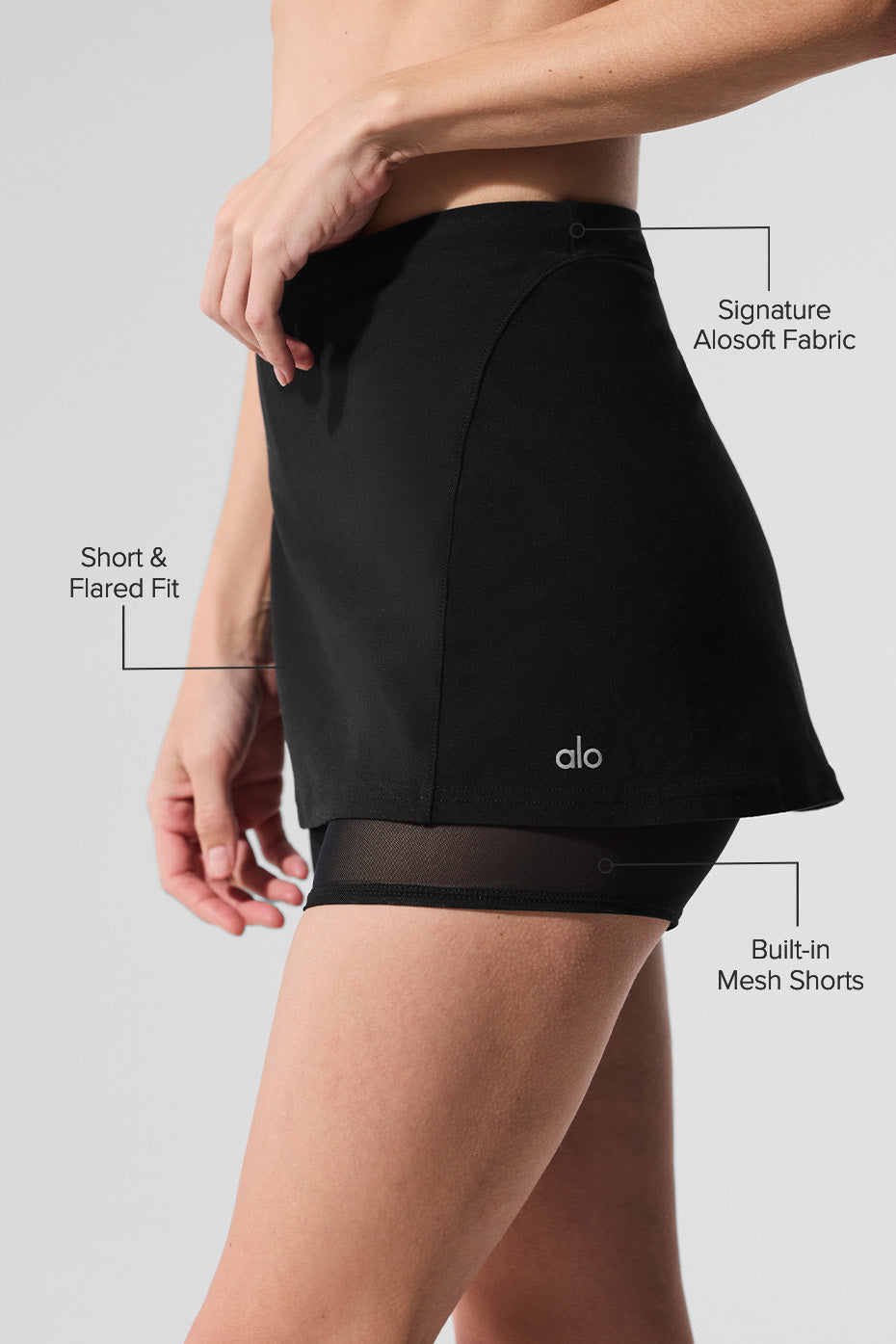 Alo Yoga Alosoft Serve It Up Skirt - Black - imagen 2