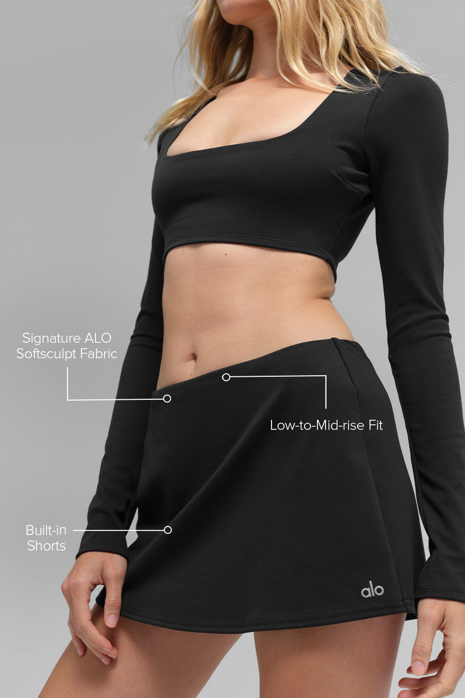 Alo Yoga ALO Softsculpt Precision Mini Skirt - Black - imagen 2