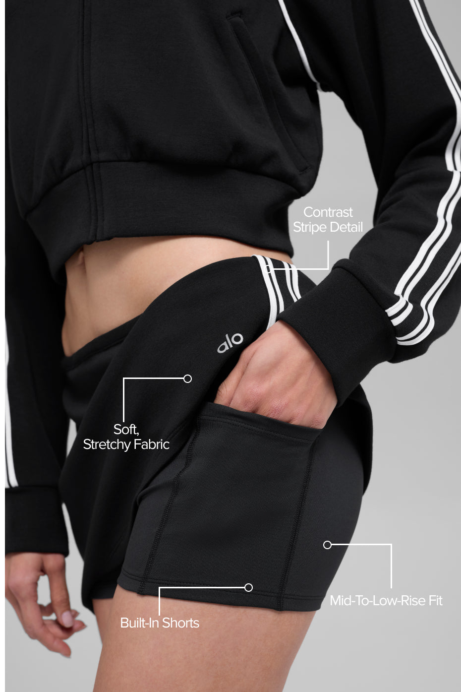Alo Yoga Track Star Mini Skirt - Black - imagen 2