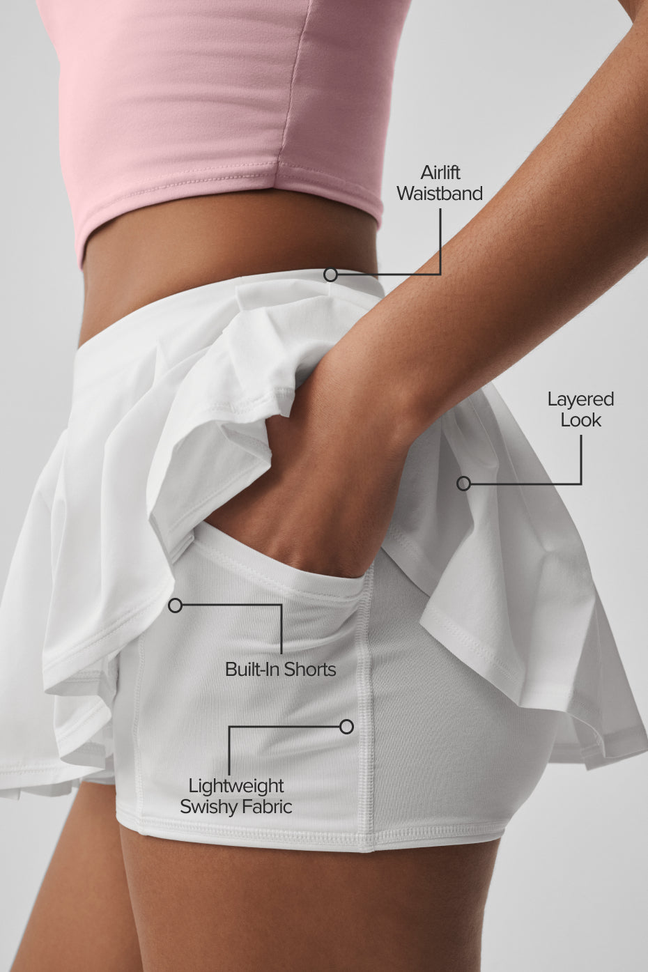 Alo Yoga Double Or Nothing Tennis Skirt - White - imagen 2