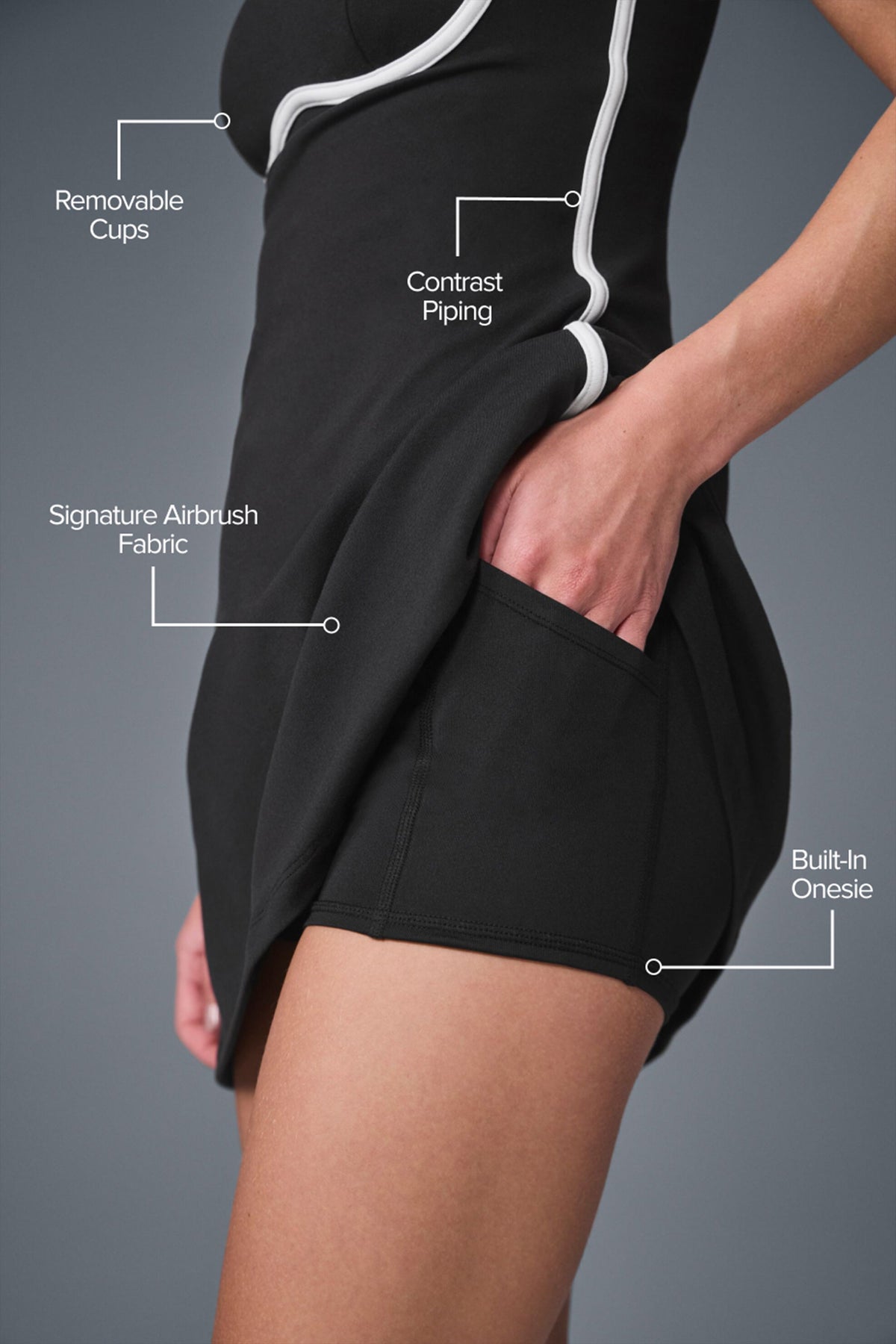Alo Yoga Airbrush Streamlined Dress - Black/White - imagen 2