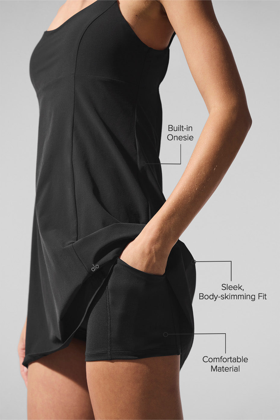 Alo Yoga Breezy Tennis Dress - Black - imagen 2