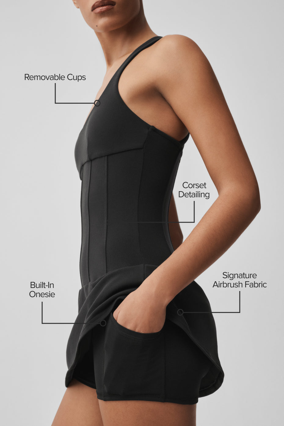 Alo Yoga Airbrush Sparks Fly Corset Tennis Dress - Black - imagen 2
