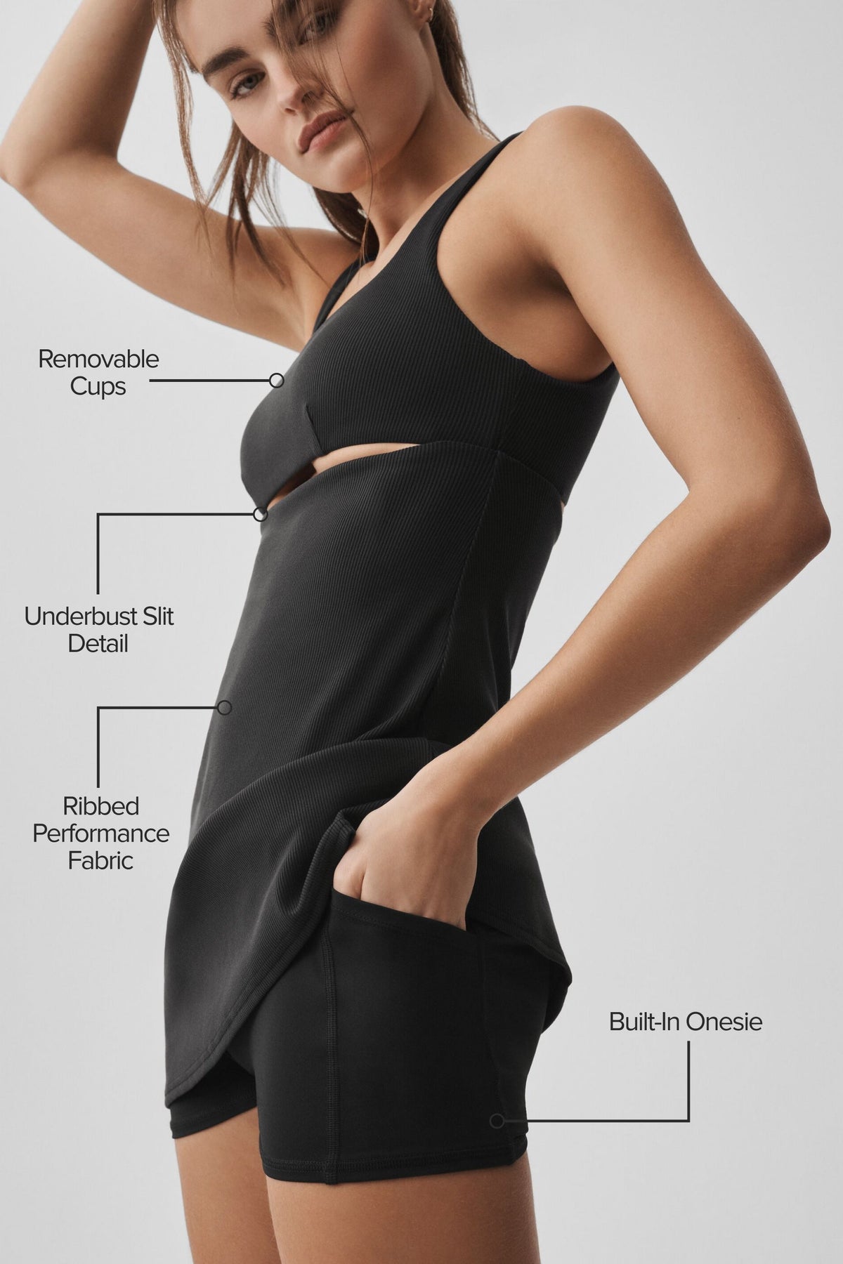 Alo Yoga Slice Tennis Dress - Black - imagen 2