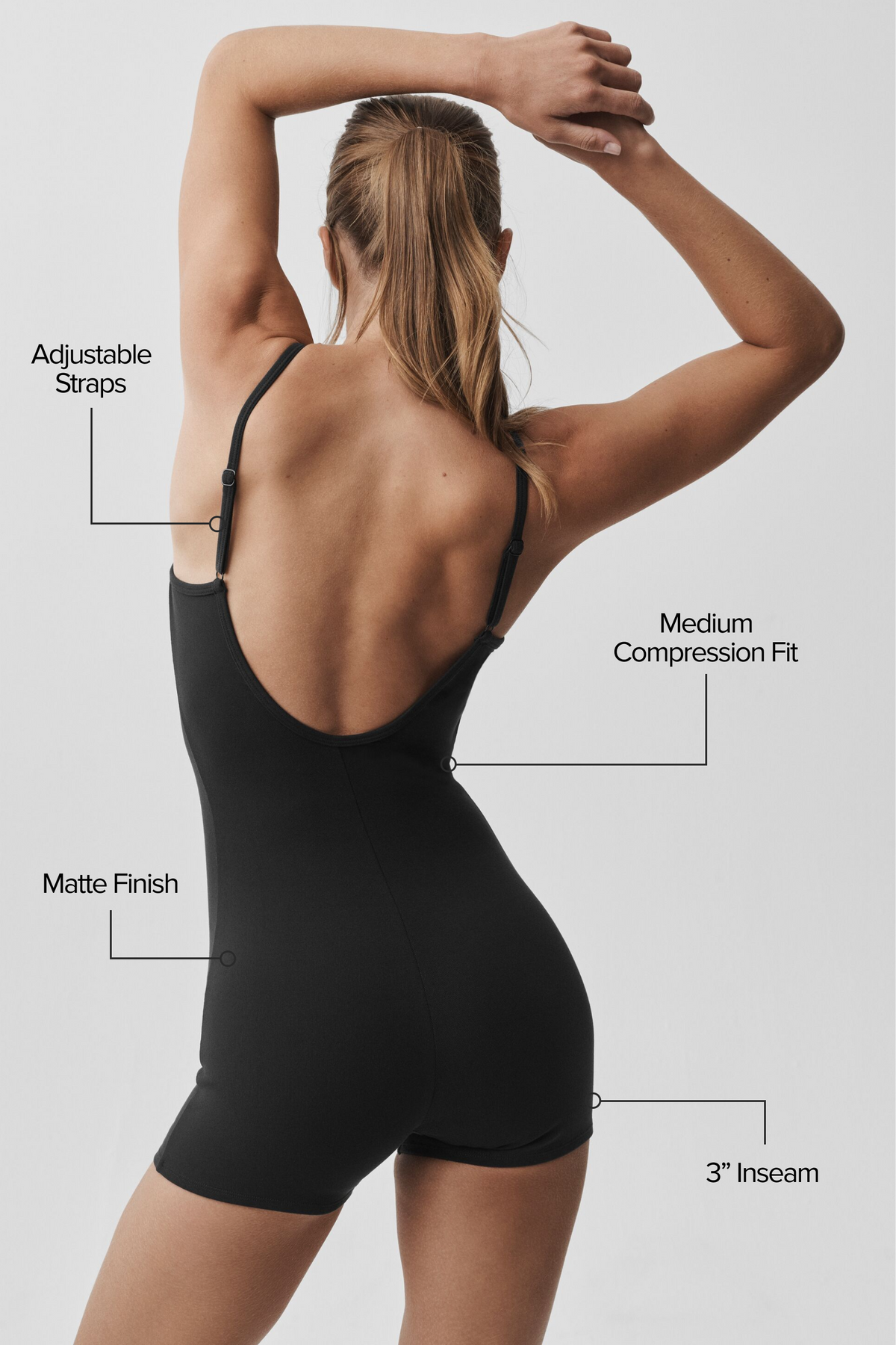 Alo Yoga Airbrush One And Done Short Onesie - Black - imagen 2