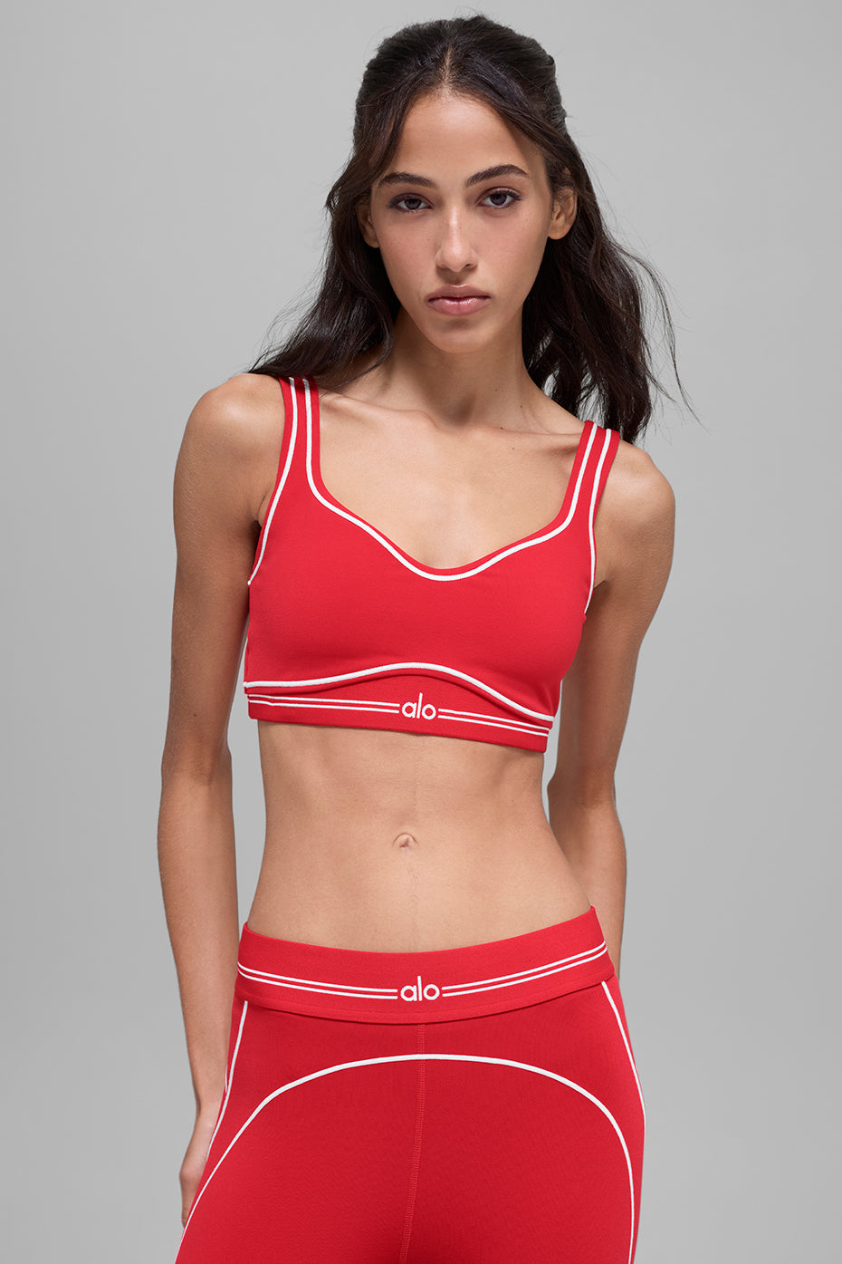 Alo Yoga Airbrush Heart Throb Bra - Bright Red/White - imagen 1