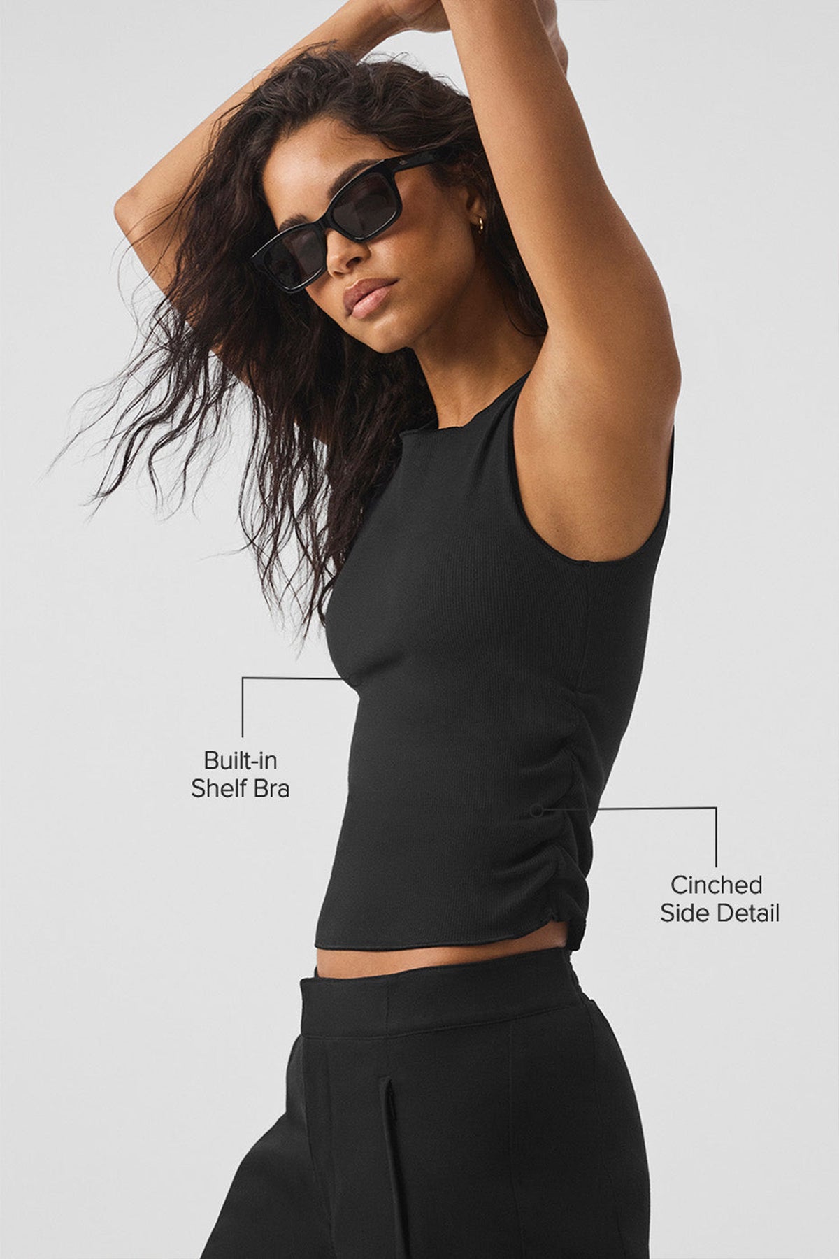 Alo Yoga Ribbed En Pointe Tank - Black - imagen 2