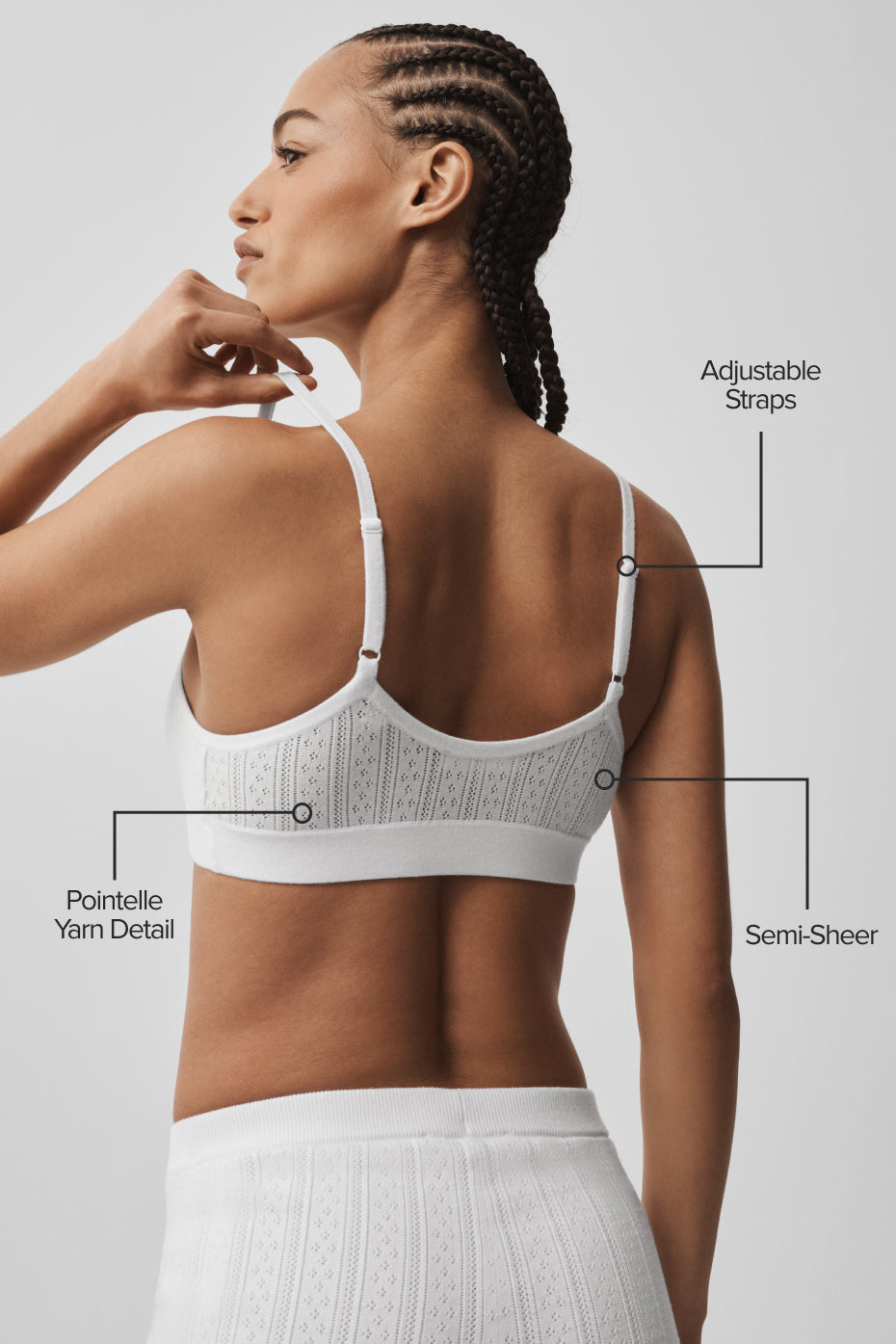 Alo Yoga Pointelle Sweater Be Mine Bra - Semi Sheer White - imagen 2
