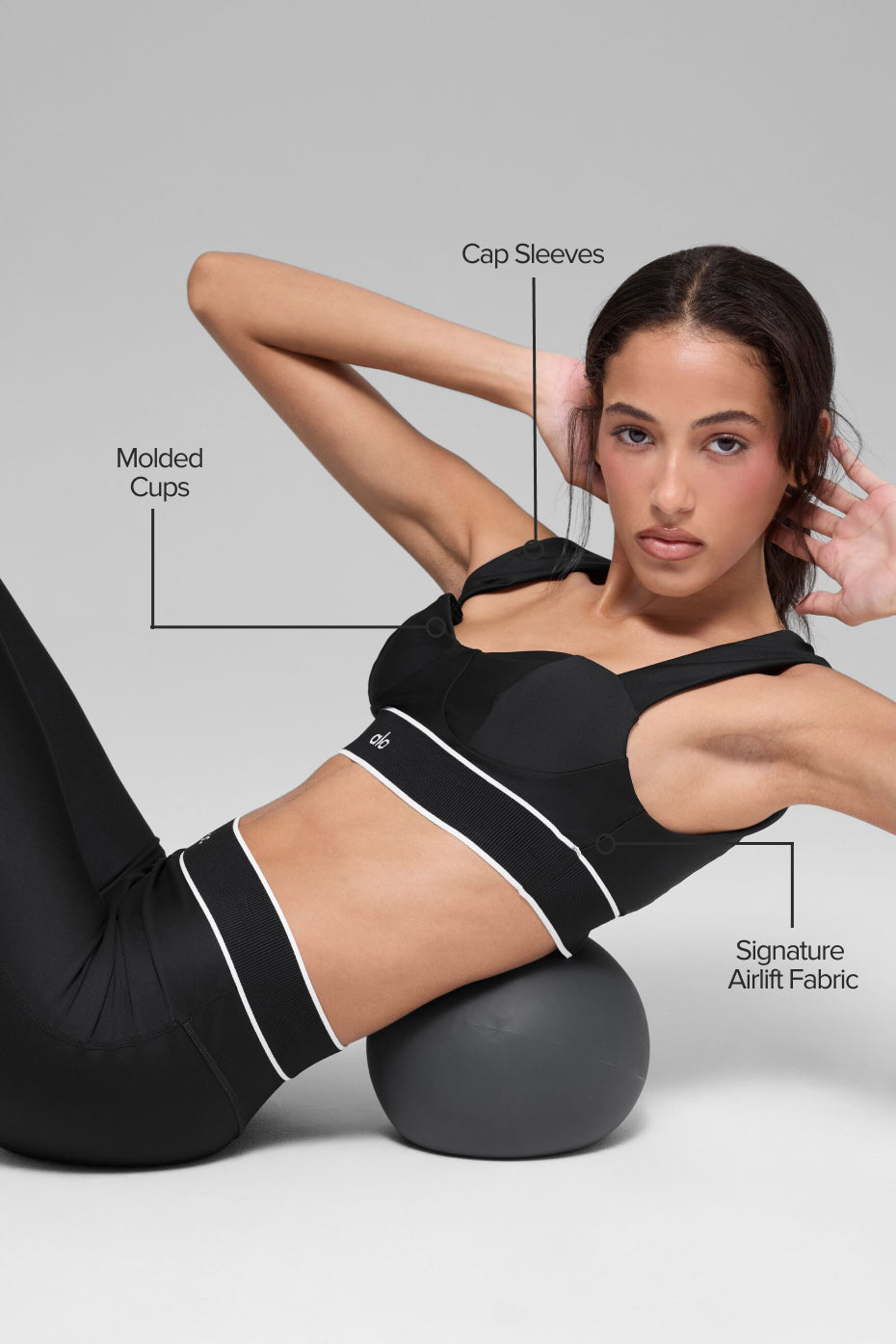 Alo Yoga Airlift Alignment Bra - Black/White - imagen 2