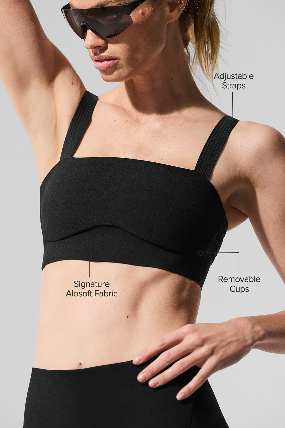 Alo Yoga Alosoft Serve It Up Bra - Black - imagen 2