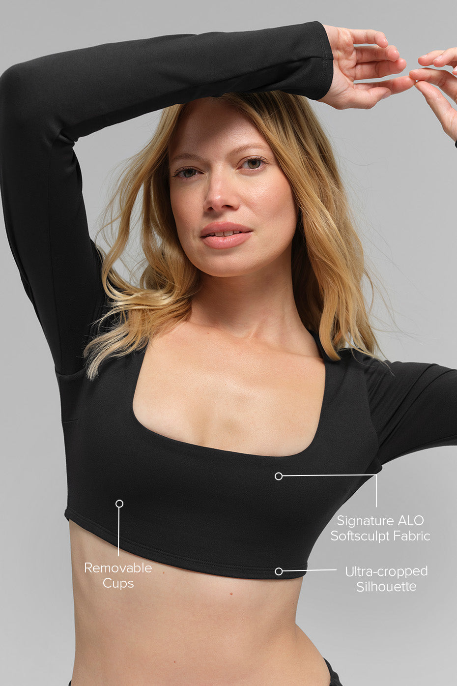 Alo Yoga ALO Softsculpt Precision Long Sleeve Bra - Black - imagen 2
