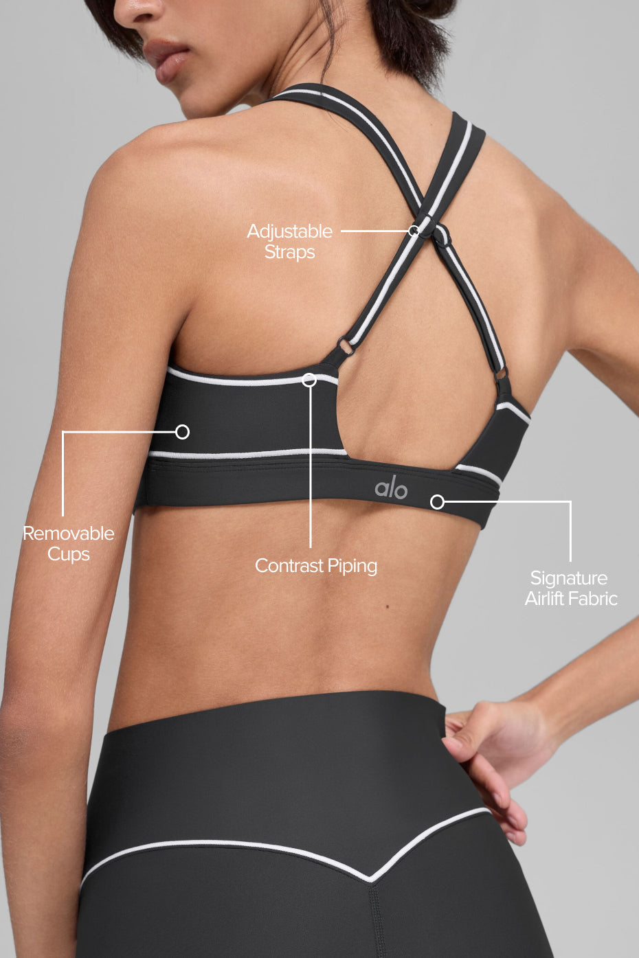 Alo Yoga Airlift Haven Bra - Anthracite/White - imagen 2