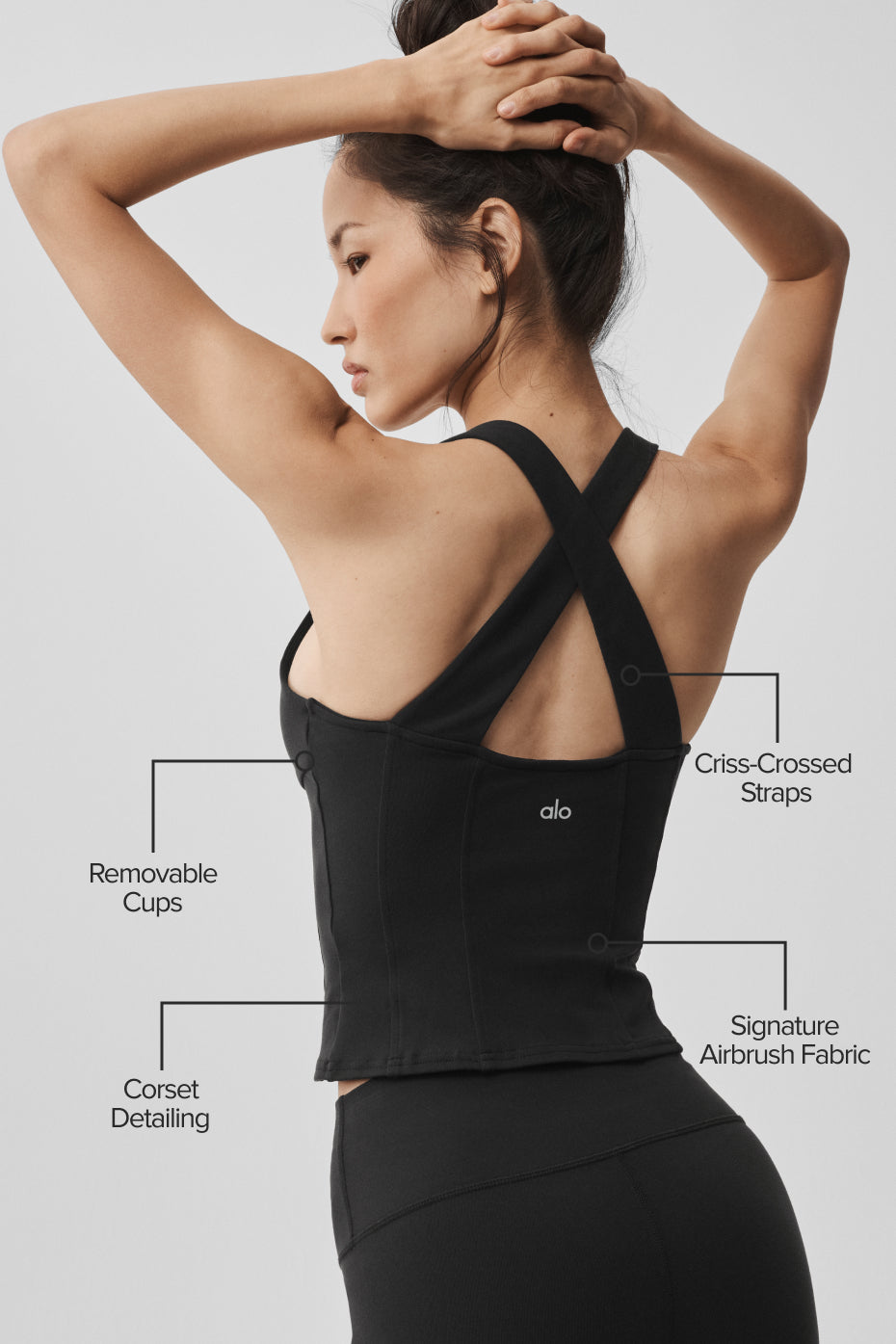 Alo Yoga Airbrush Sparks Fly Corset Tank - Black - imagen 2