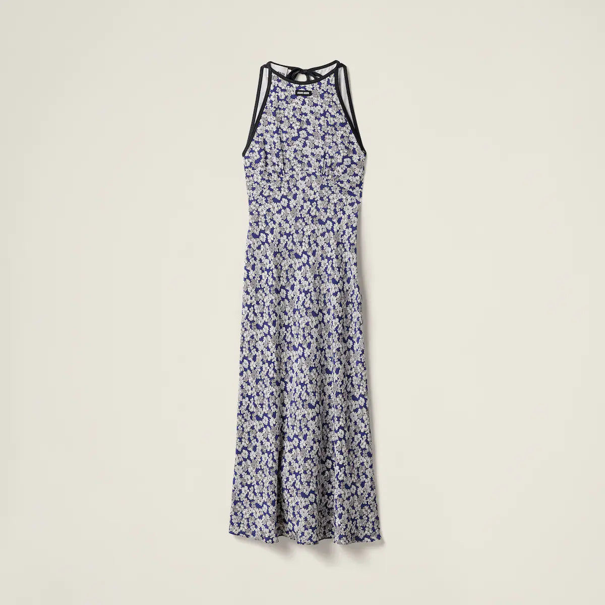 Vestido Miu Miu en crepé de China largo con estampado floral