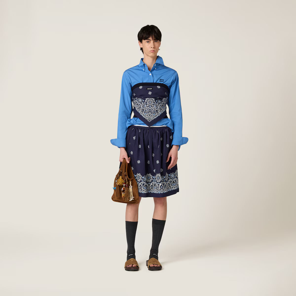 Miu Miu Top bandana de popelín estampado