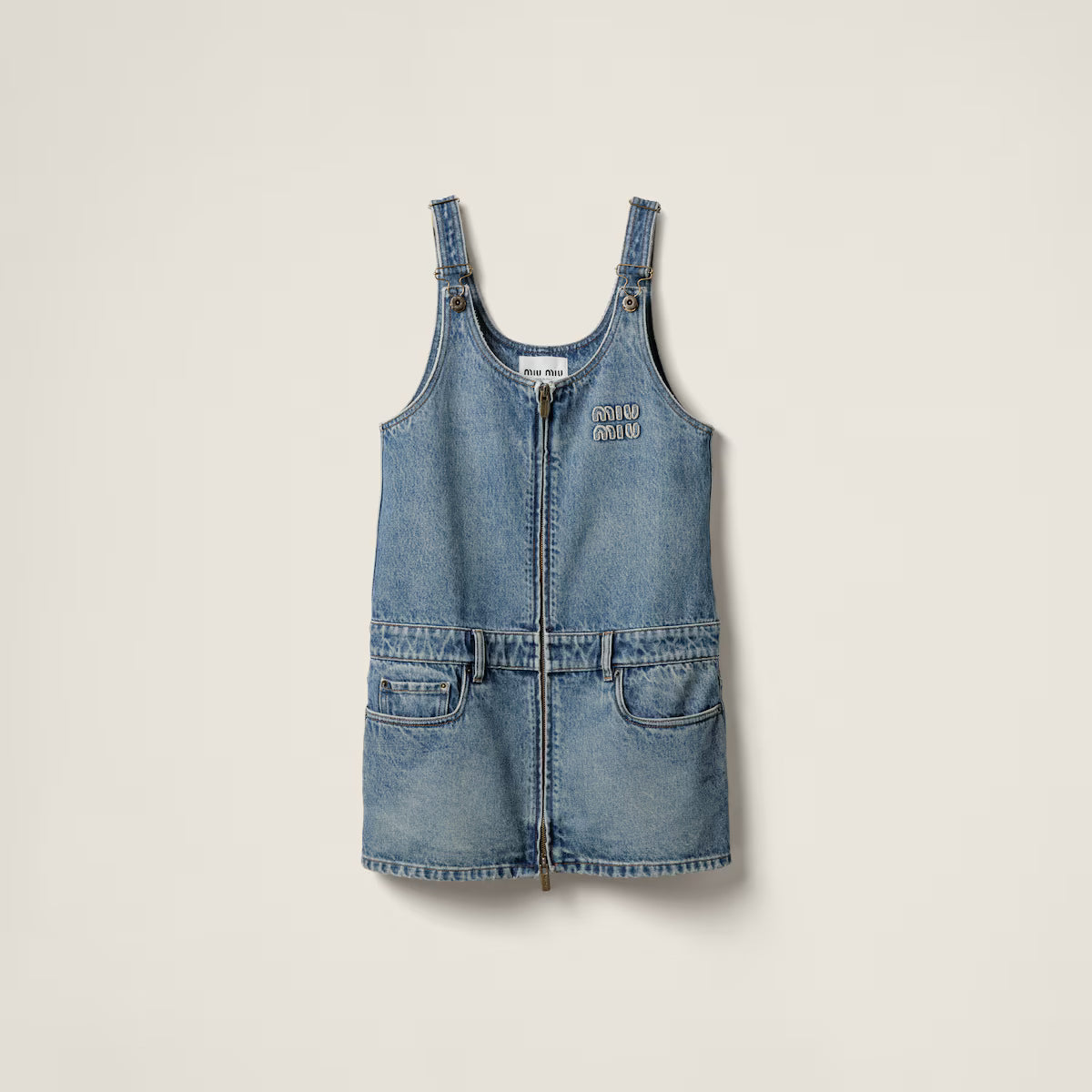 Vestido Miu Miu en denim y popelín con cremallera