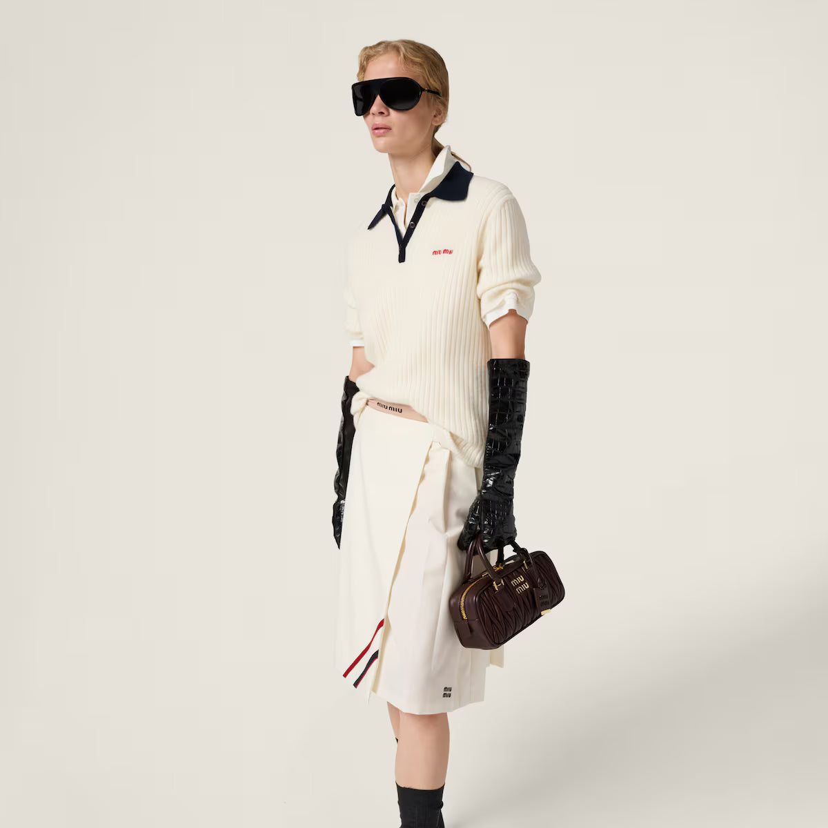 Miu Miu Polo de cachemir acanalado