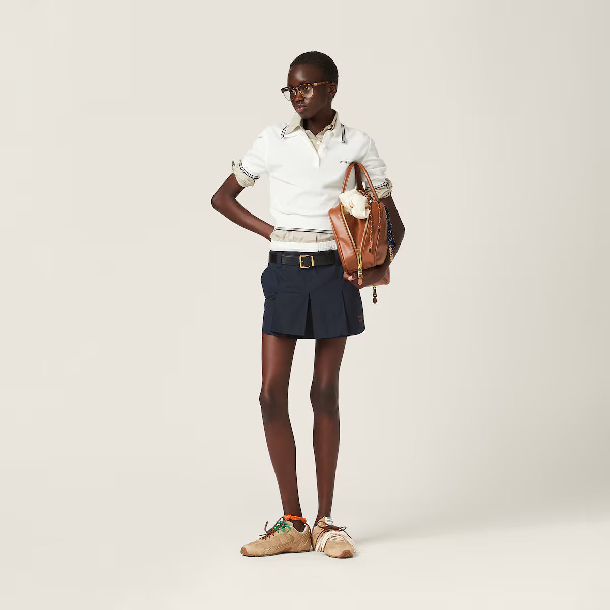 Miu Miu Minifalda de panamá de algodón