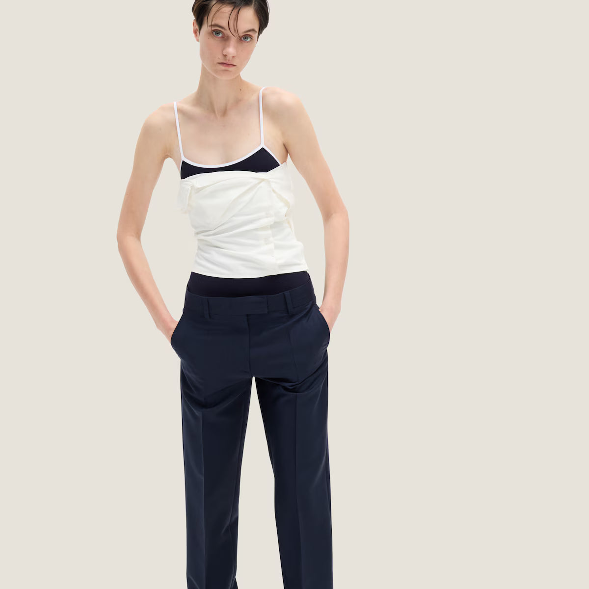 Miu Miu Top de popelín flameado