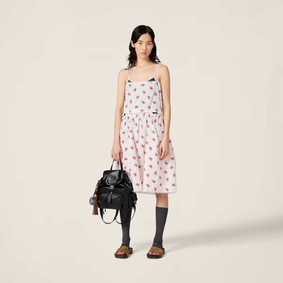Vestido Miu Miu de popelín flameado