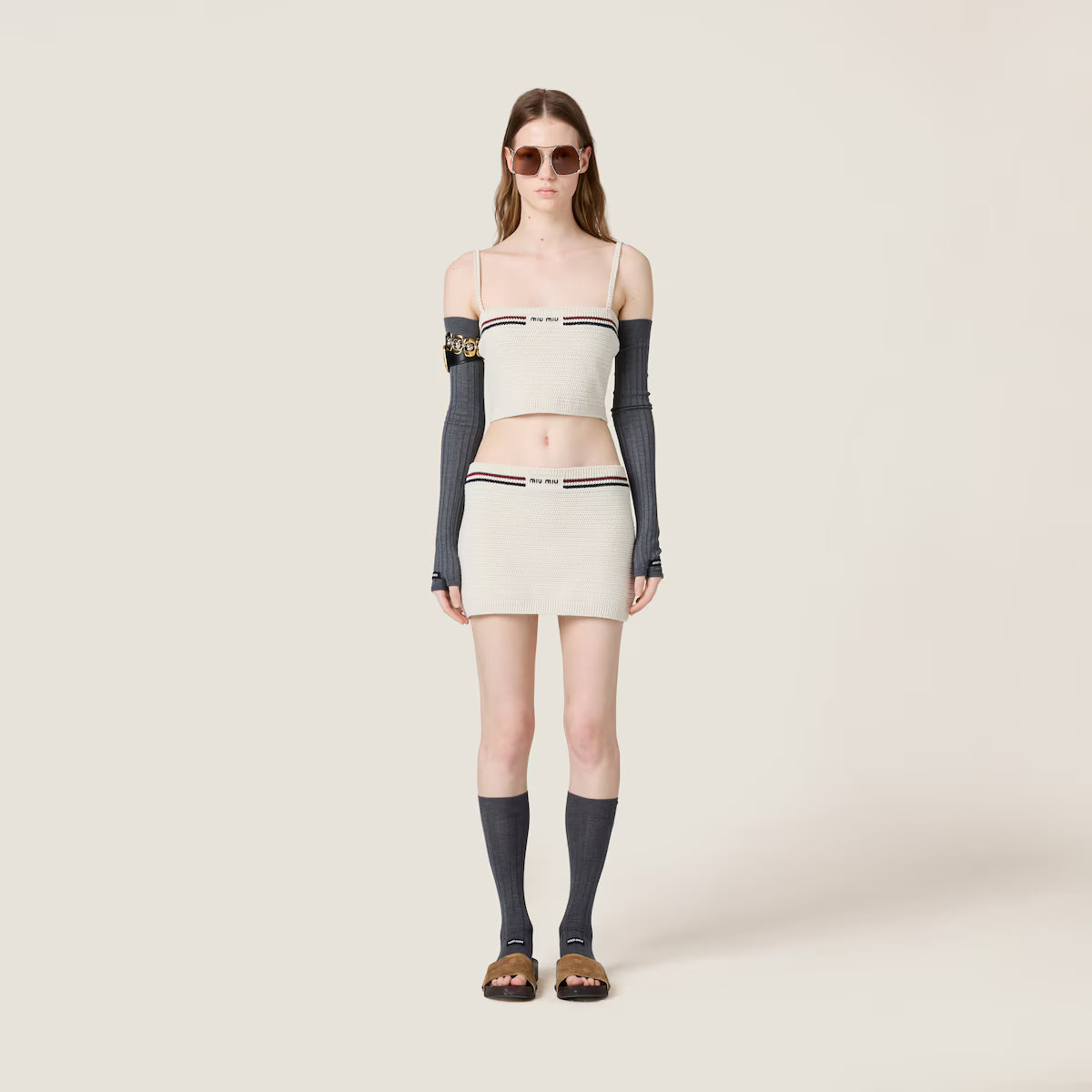 Miu Miu Minifalda de punto de algodón