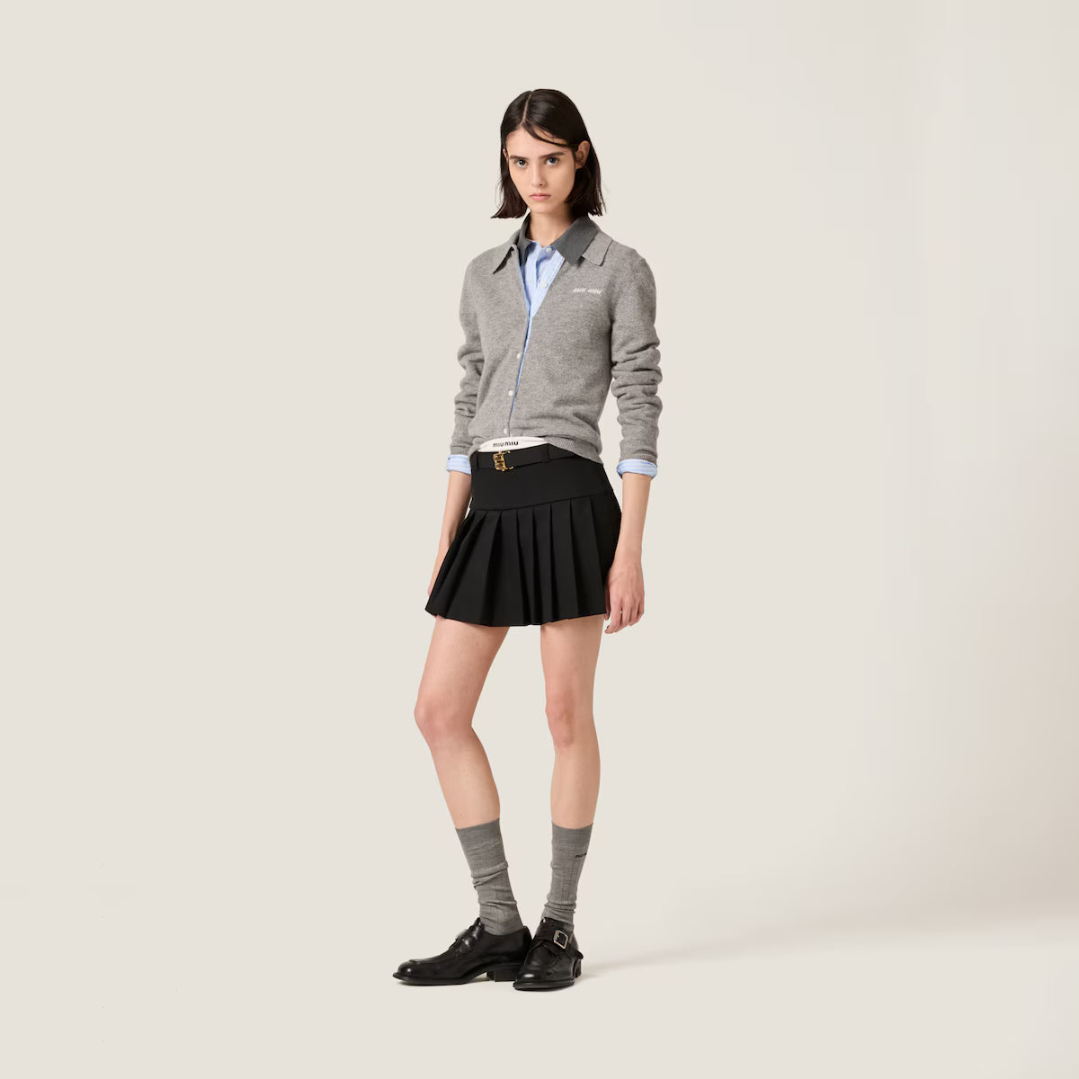 Miu Miu Minifalda de grain de poudre de lana