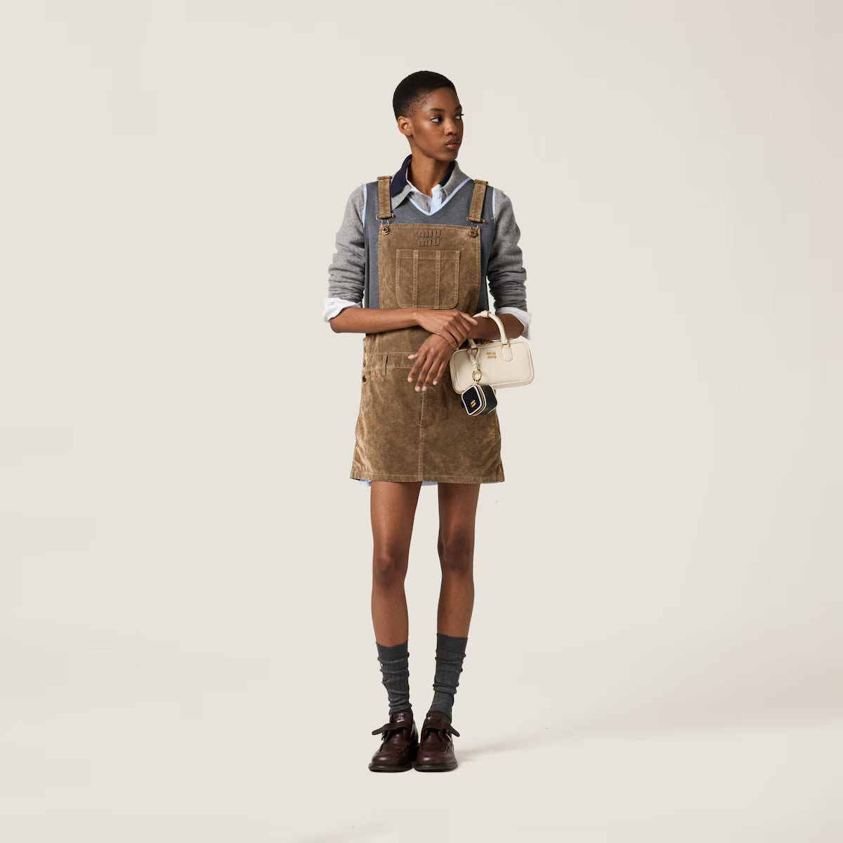 Minivestido Miu Miu de cambray flocado con tratamiento lavado