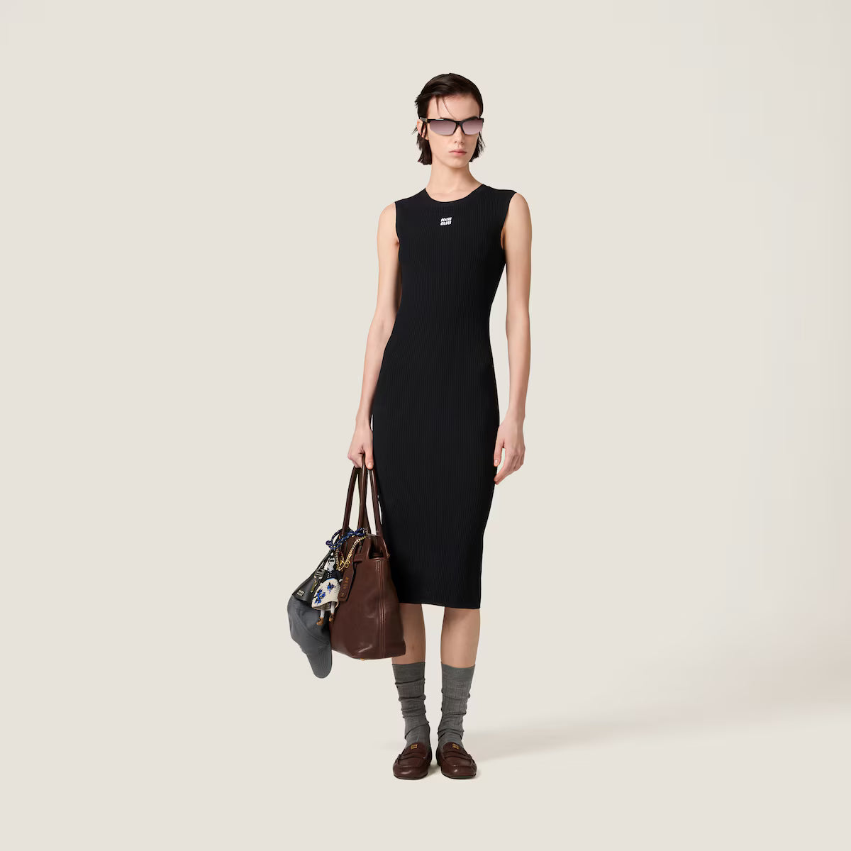 Vestido Miu Miu de cuello redondo en viscosa