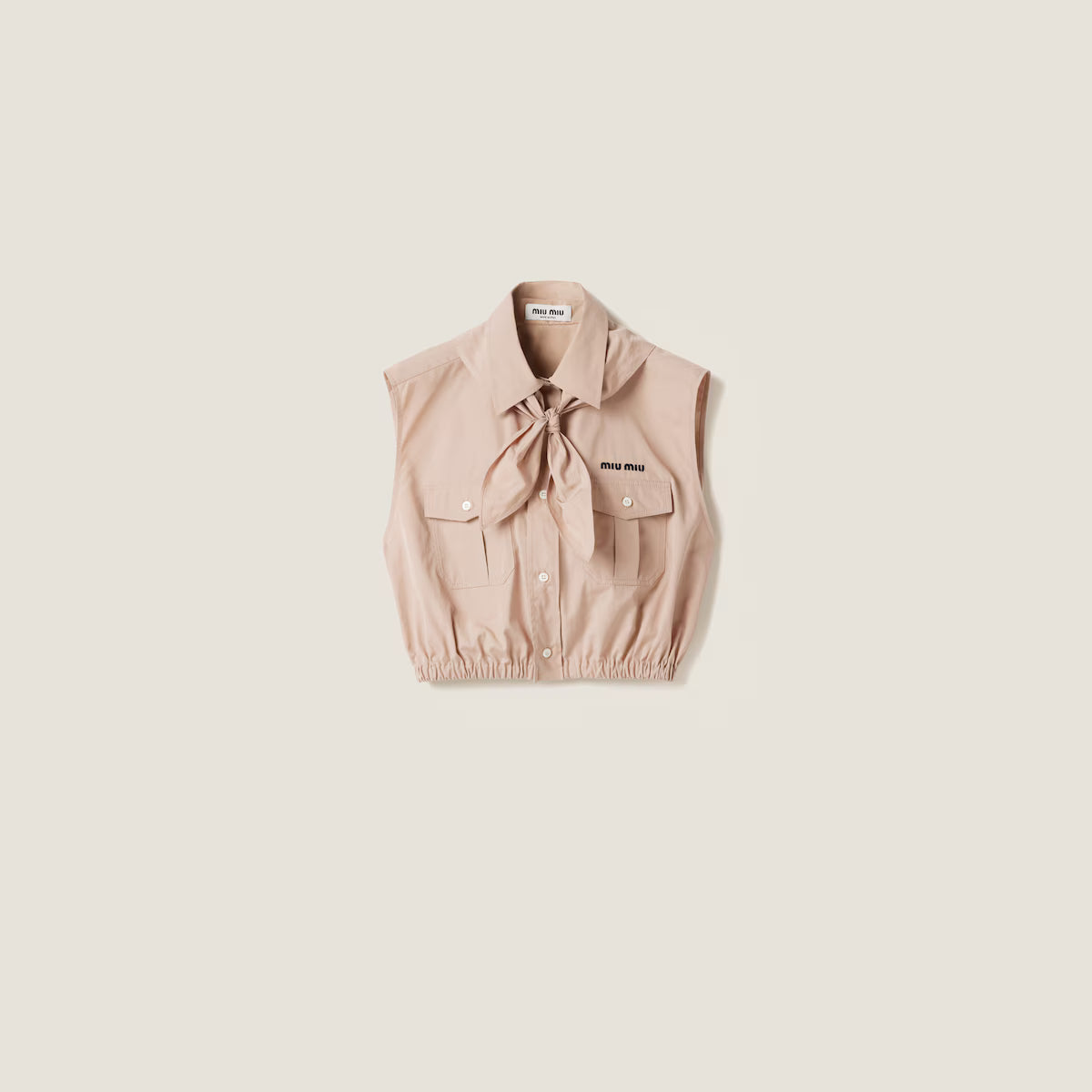 Miu Miu Camisa de popelín sin mangas con bufanda