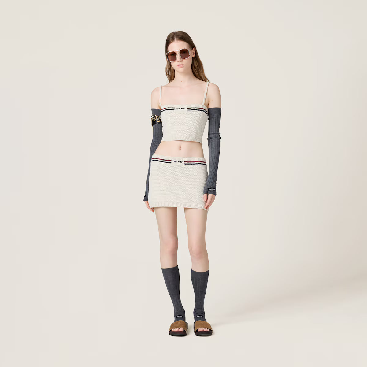 Miu Miu Top de punto de algodón
