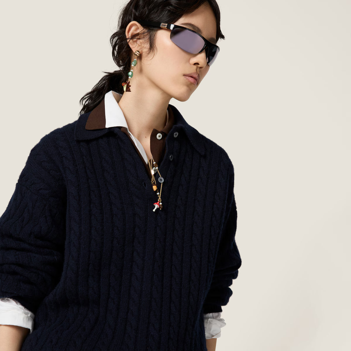Miu Miu Polo de punto de cachemir