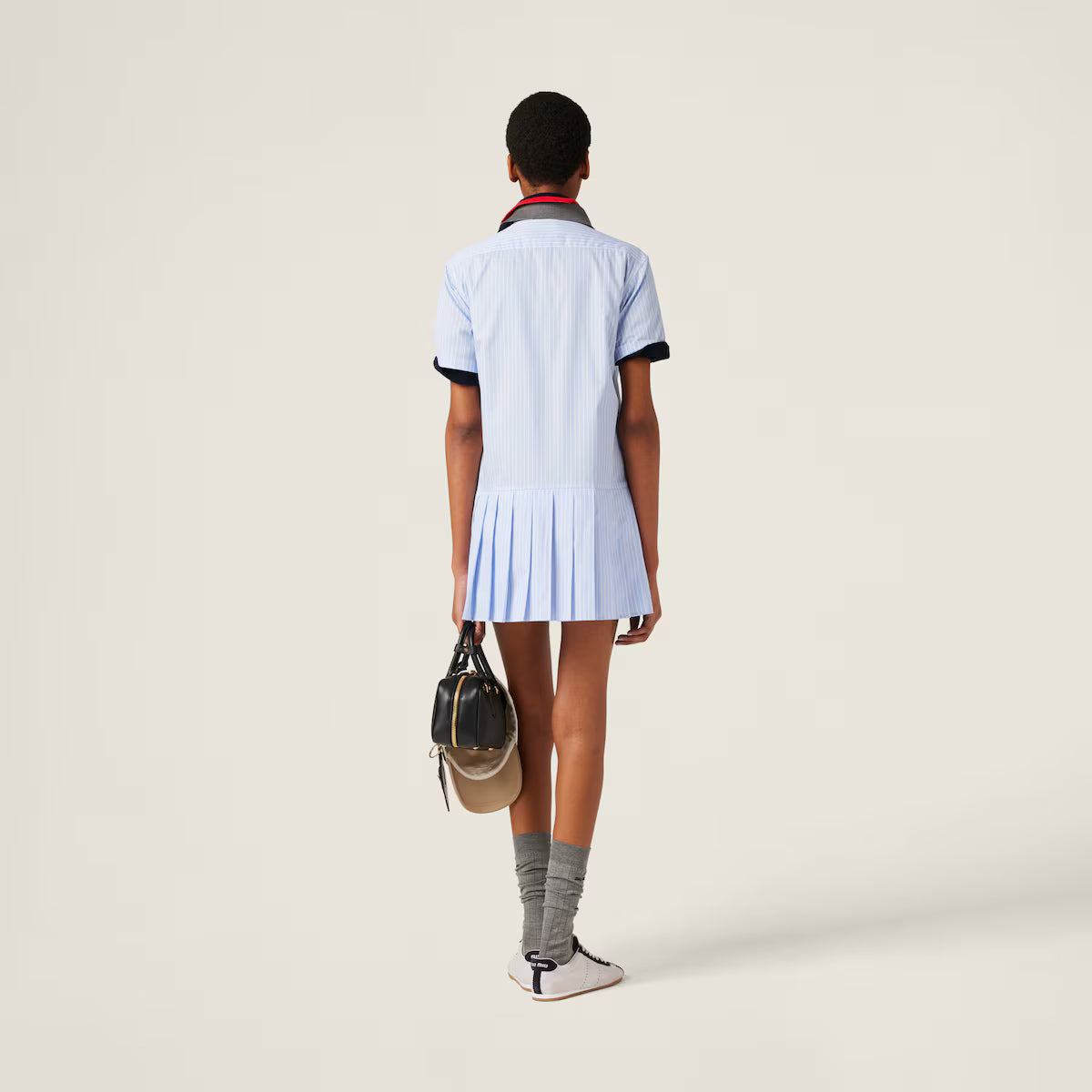 Vestido Miu Miu plisado a rayas