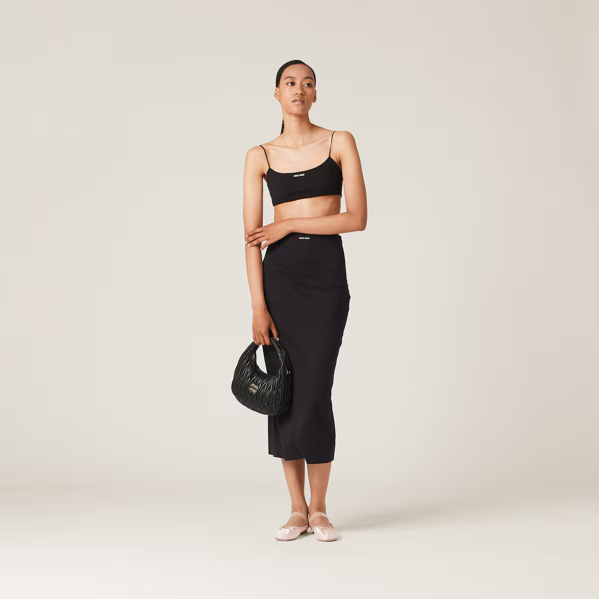 Miu Miu Top de punto elástico con logo