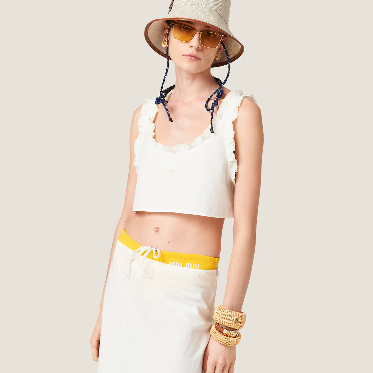 Miu Miu Top de lona flameada