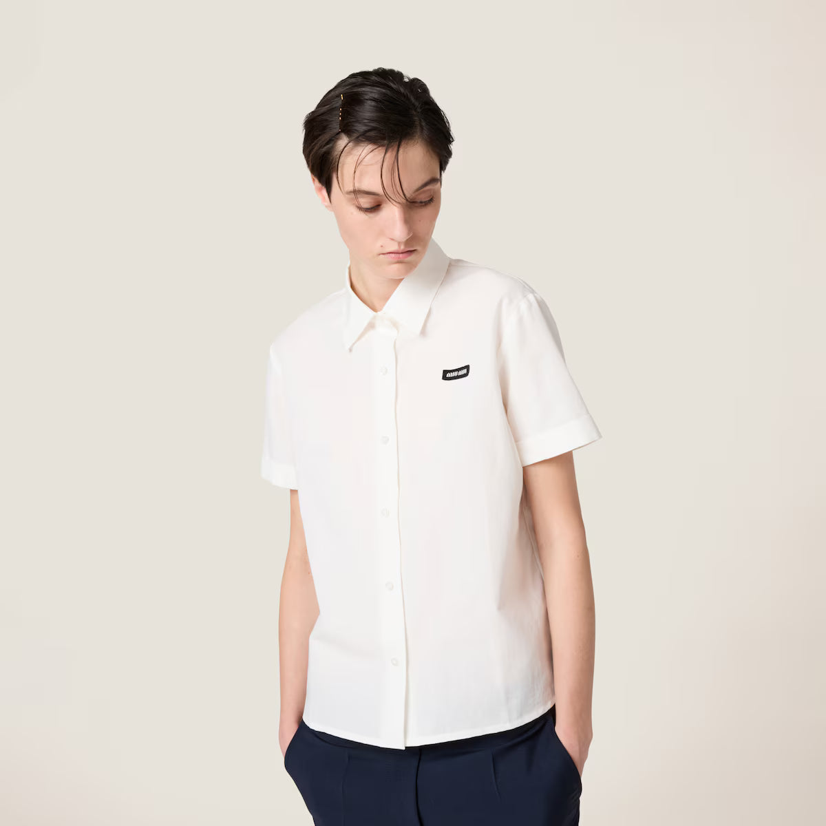 Miu Miu Camisa de popelín flameado