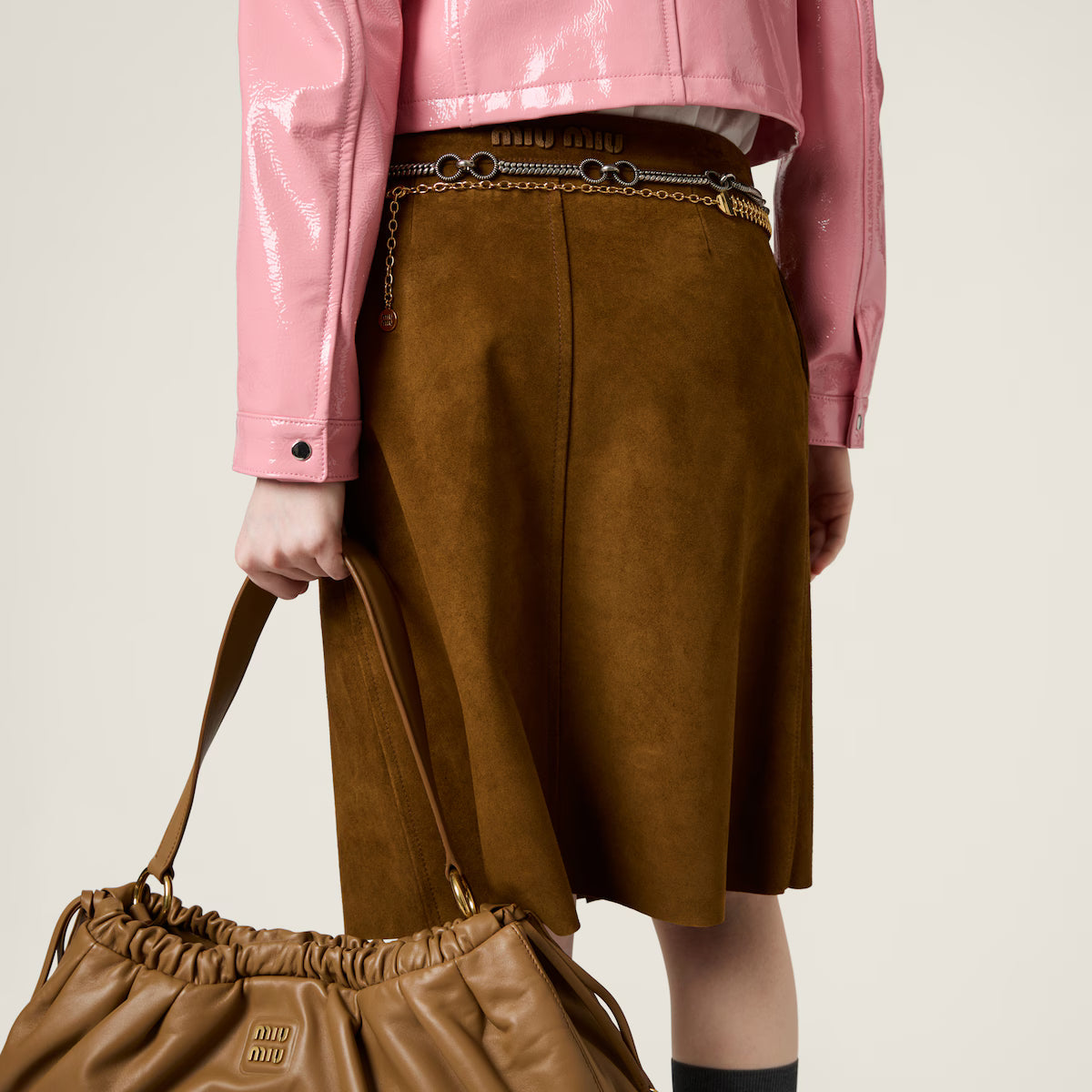 Miu Miu Falda cruzada de ante