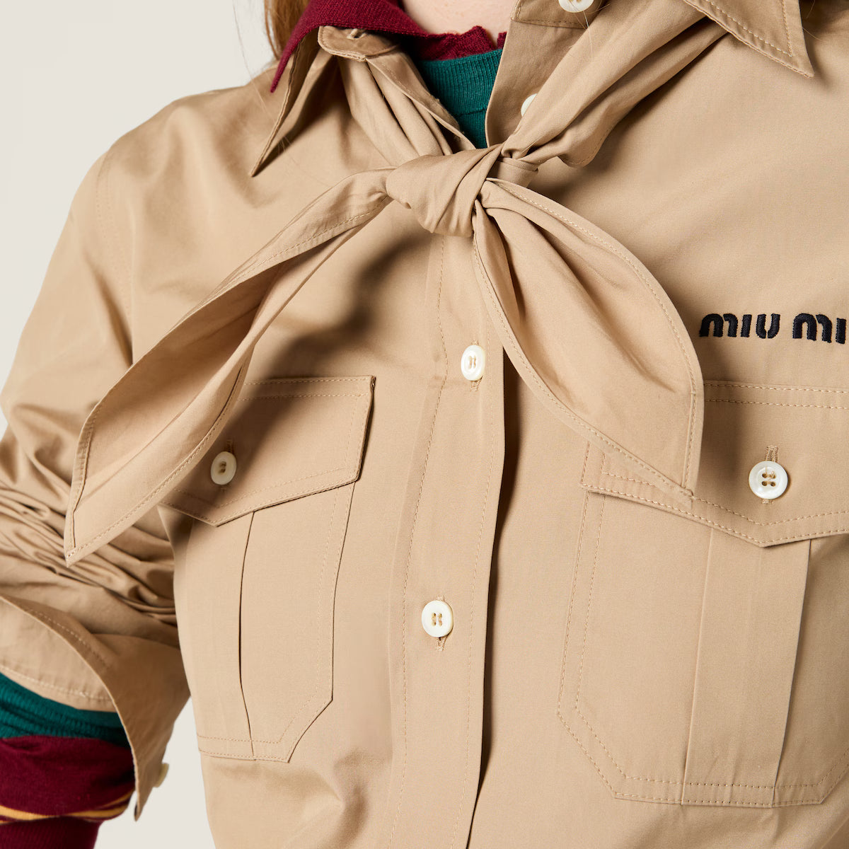 Miu Miu Camisa de popelín con bufanda