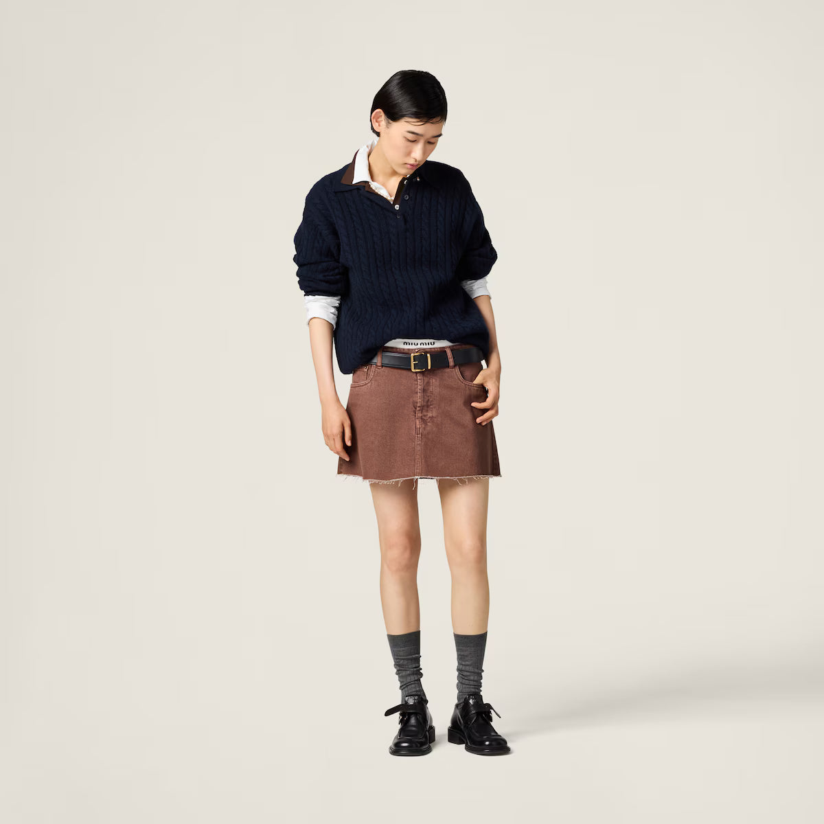 Miu Miu Minifalda de bull denim