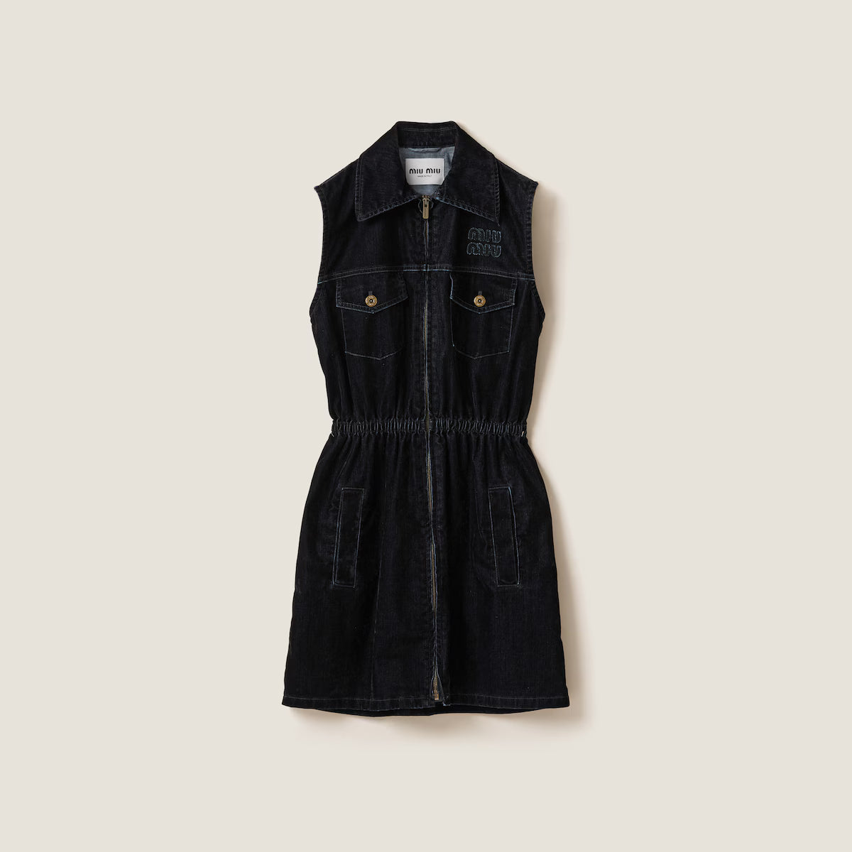 Minivestido Miu Miu de cambray flocado con tratamiento lavado